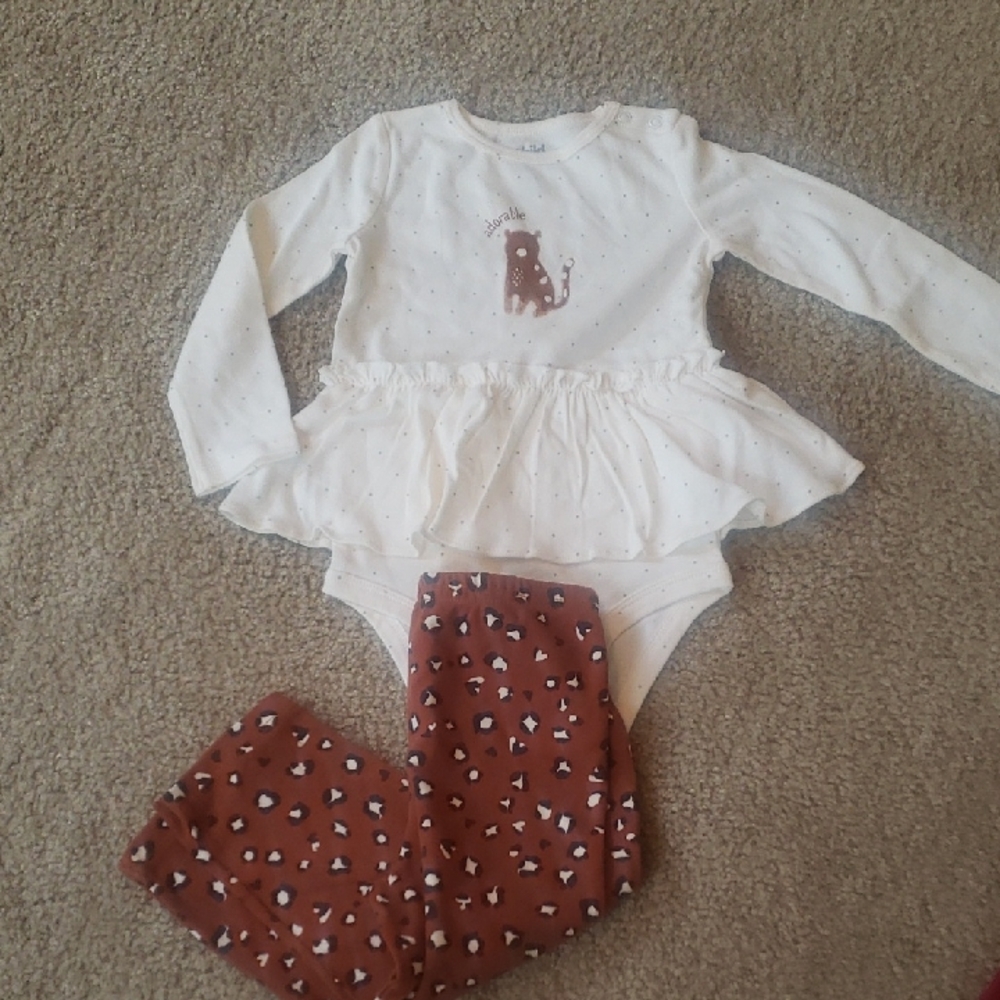 Carter's 24M Peplum Bodysuit Set Leopard Print Baby Girl Outfit